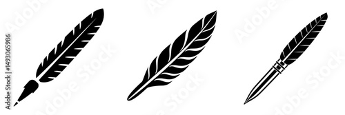 Classic stationery illustration featuring a feather quill pen icon