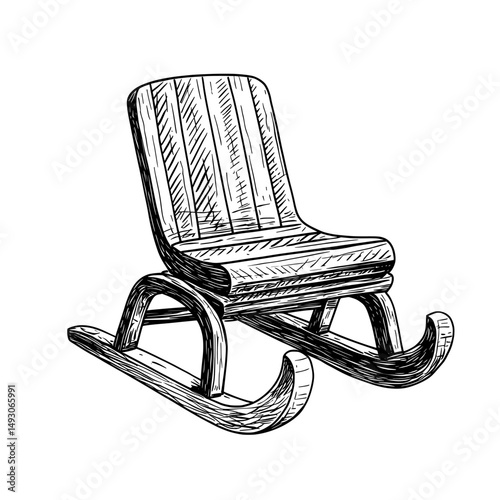 The modern illustration features a sleigh sign that has been isolated on a white background