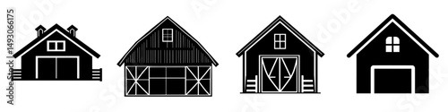 Flat modern icon of a Western prairie barn house front view for farm-related apps and websites