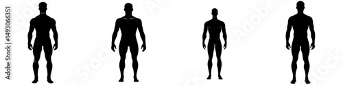 A contemporary outline of a male, upright, in black, set against a white backdrop
