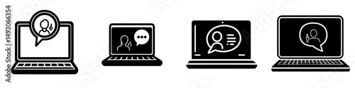 Modern illustration of a laptop icon in a simple design for online training