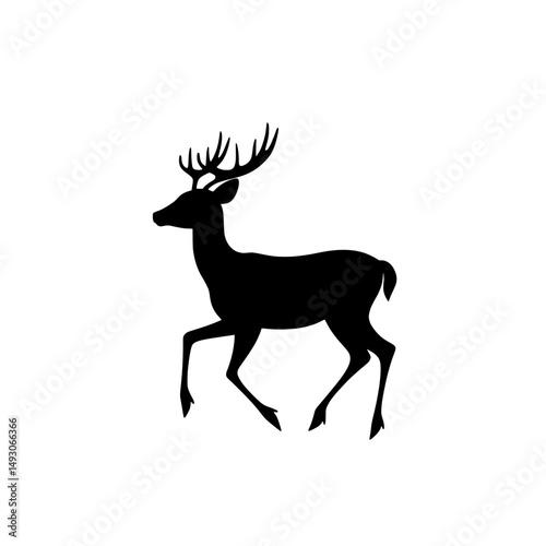 A wild animal reindeer is depicted in a drawn silhouette design