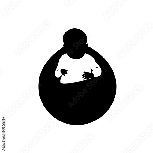 A contemporary outline of an unclothed infant, set against a plain white backdrop