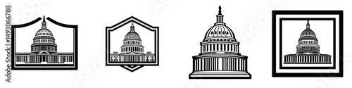 The modern design of the government icon features a premium creative capitol building logo with iconic landmark illustrations