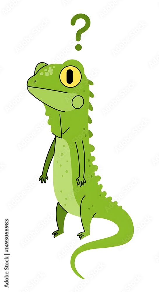 Fototapeta premium Perplexed iguana pondering puzzling possibilities