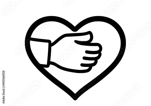 A hand palm care symbol of love, with hands together, also represents a heart, and is commonly used as a logo for business partnerships, where two hands unite to make a deal, embodying the concepts