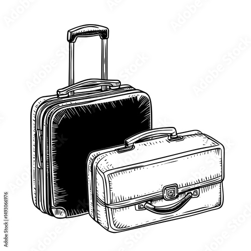 In a flat style, an icon of a travel bag is presented, featuring a modern illustration of luggage on a white background, symbolizing a business concept centered on baggage
