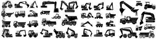 Detailed illustrations of trucks and construction machinery