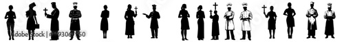 Modern silhouette of a pastor with a Christian cross and Bible