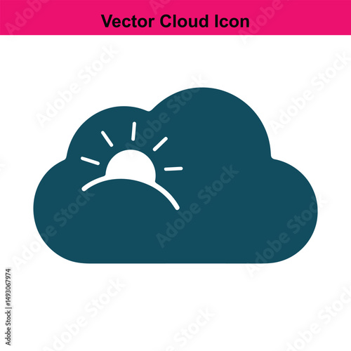 Vector illustration of a cloud with a setting sun