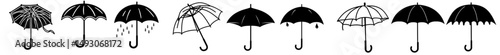 The umbrella is depicted in a modern illustration as part of a simple icon set