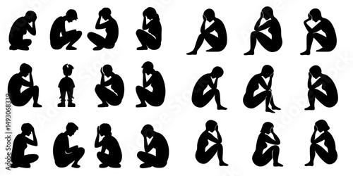 Disease symptoms, pain, and ache are illustrated by a set of bold black silhouette icons on a white background