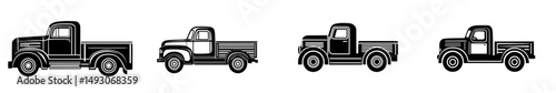 Truck depicted in continuous line art drawing style, featuring abstract cargo vehicle and minimalist black linear sketch isolated on white background, characterized as modern illustration