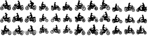 Modern silhouette of a hand bike and recumbent bicycle with and without a cyclist rider