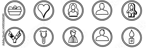 Modern male and female flat sign, a heterosexual gender symbol icon