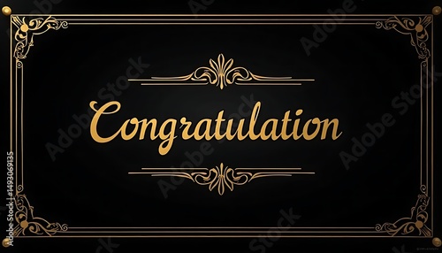 Elegant Congratulations Card with Golden Decorative Frame