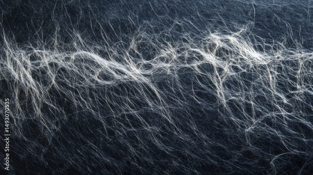Fototapeta premium Abstract Texture Close Up Showing White Fibers on Dark Background Macro Shot of Delicate Strands and Fine Lines