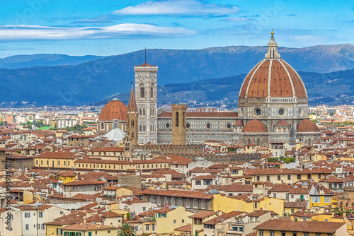 Elevated view of the  Duomo Santa Maria Del Fiore, Florence, Italy. Horizontaly. photo