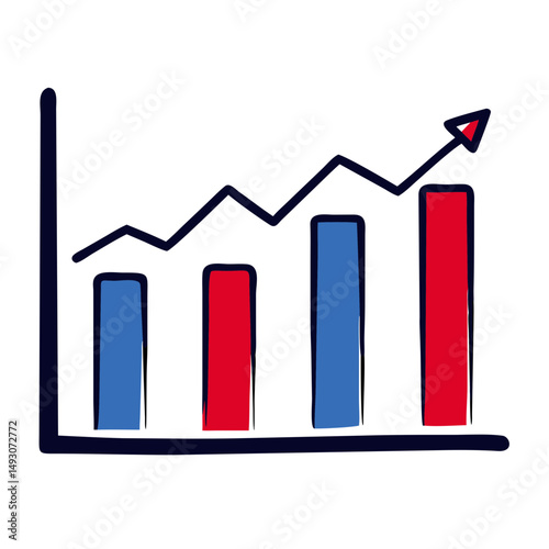 Colorful bar chart with upward trend in simple design  