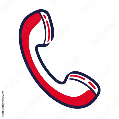 Classic red and white telephone handset illustration  