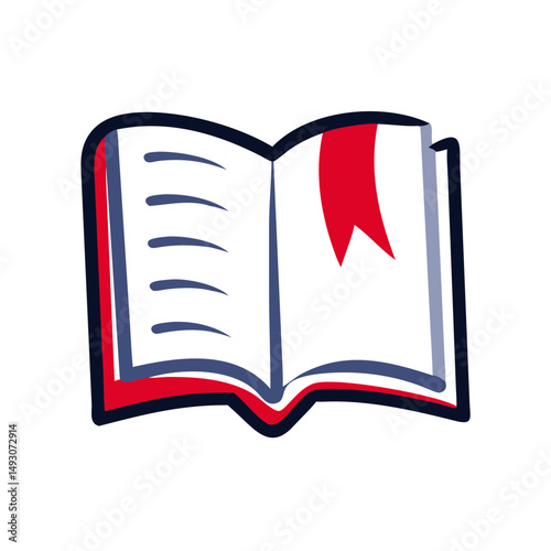 Open book with red bookmark in modern design  