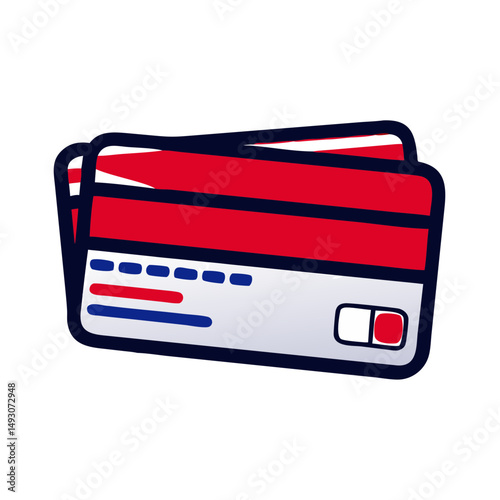 Illustration of two credit cards in red and white colors  