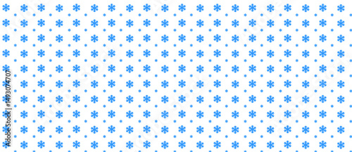 Seamless blue snowflake pattern on transparent background for winter holiday designs.