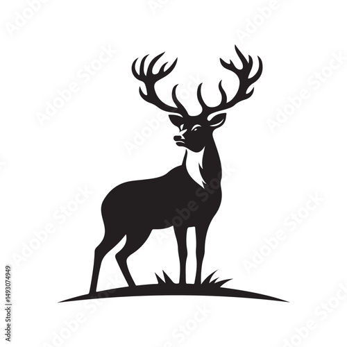 Wild Deer Silhouette Icon White Background