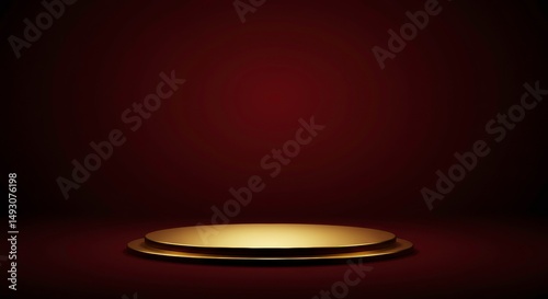 Elegant golden pedestal perfect for product display luxurious dark background ideal for branding showcase
