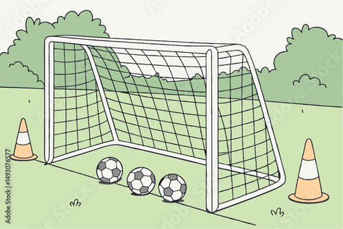 77 soccer goal,empty soccer goal,soccer net,soccer equipment,sports equipment,sports goal,outdoor sports,sports field,athletics,fitness,recreation