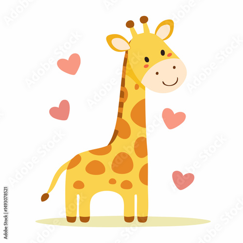 Cute Giraffe in Simple Vector Style – Minimalist Cartoon Safari Animal on White Background

 photo
