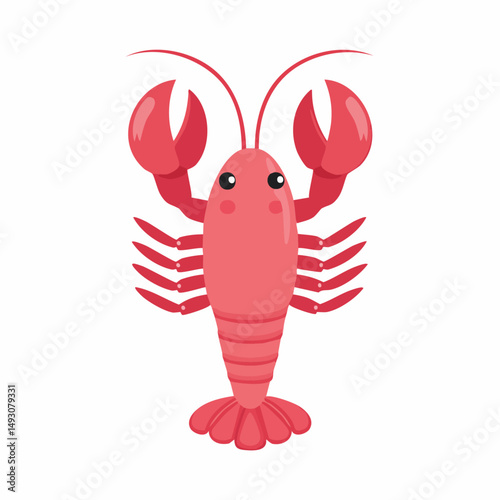 Cute Lobster in Simple Vector Style – Minimalist Cartoon Sea Creature on White Background

 photo