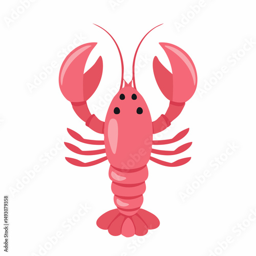 Cute Lobster in Simple Vector Style – Minimalist Cartoon Sea Creature on White Background

 photo