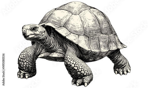 Vintage Tortoise Drawing, Rustic Animal Art, Black Sketch Effect, Hand-drawn Reptile, Antique Wildlife Illustration, Old Engraving Style, Nature Inspired Wall Print, Wildlife Decor