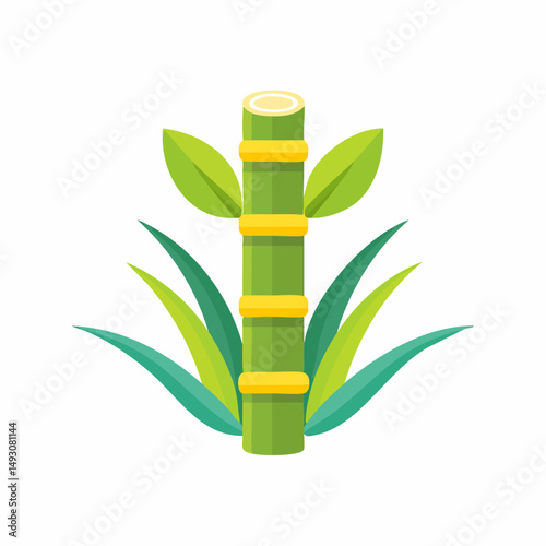 Fresh Sugar Cane Stalks Isolated on White Background – Natural Agricultural Plant Illustration