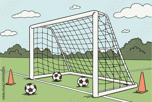 77 soccer goal,empty soccer goal,soccer net,soccer equipment,sports equipment,sports goal,outdoor sports,sports field,athletics,fitness,recreation
