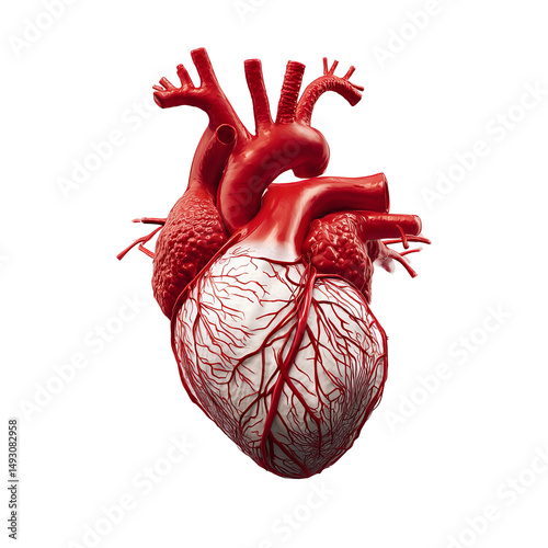 A detailed anatomical view of a human heart