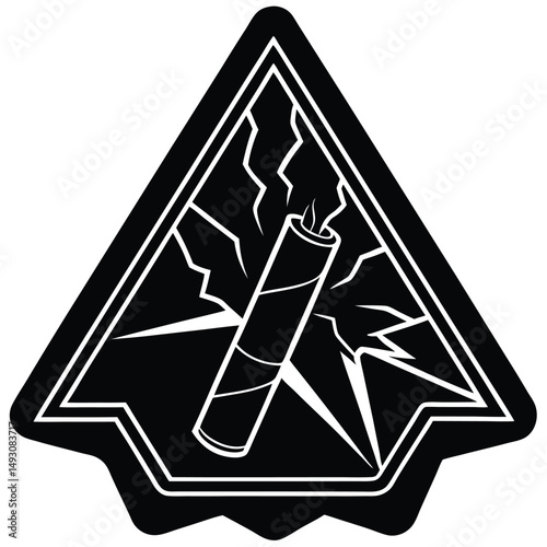 Explosive Firecracker Illustration Black and White Design
