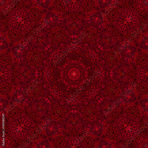 Complex repeating pattern red color for design, prints, packaging, batik.