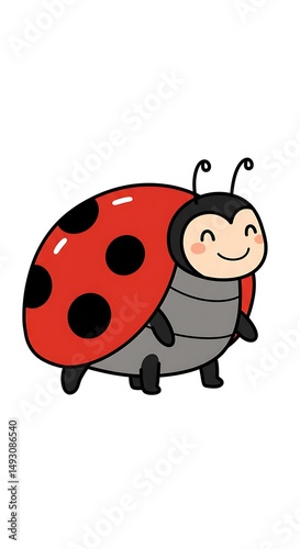 Smiling cartoon ladybug with shiny shell