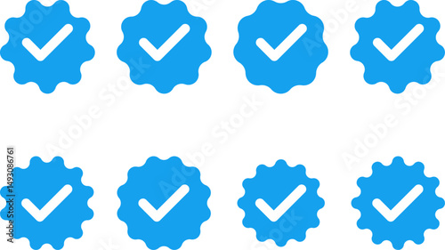 Approved icon set. checkmark icon set. Verified badge icon. tick symbol. Certificate badge. Quality certify symbol