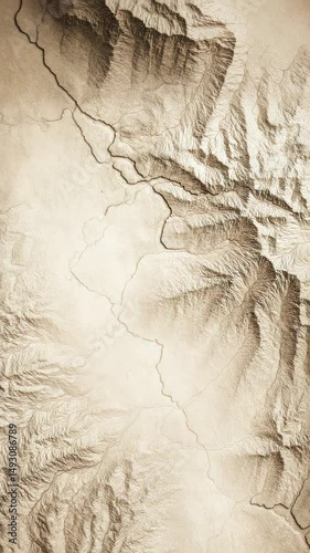 Wallpaper Mural Detailed topographic map showcasing rugged terrain and elevation changes in earthy tones Torontodigital.ca