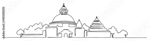 minimal outline vector of buddhist stupa and temple in asia