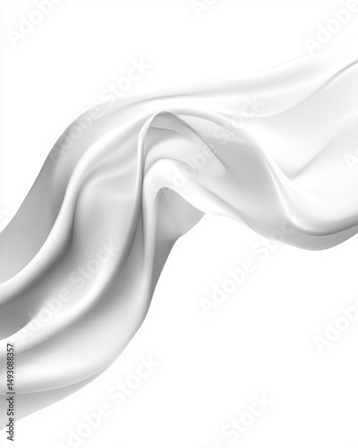 Flowing White Fabric Abstract Style Soft Texture Background Close Up Studio Shot Minimalist Elegant Design