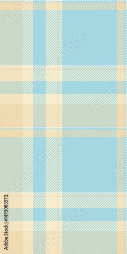 Crease plaid fabric seamless, customize check tartan background. Picnic blanket textile pattern texture vector in light and wheat colors.