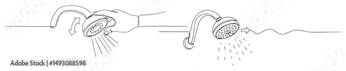 hand testing and turning showerhead monoline shape vector