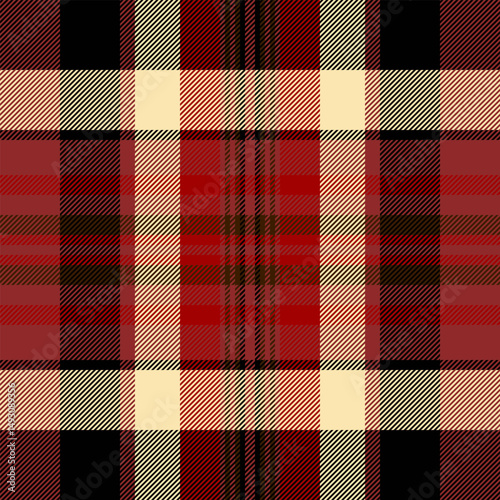 Chinese new year fabric pattern tartan, upscale seamless plaid vector. Intense textile background texture check in red and black colors.