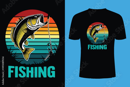 Fishing t shirt design retro and vintage style and t shirt graphic designs for fish man