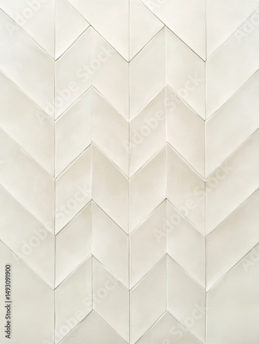 Creamy white chevron pattern wall detail close up architectural design interior background full frame neutral color palette minimalist style
