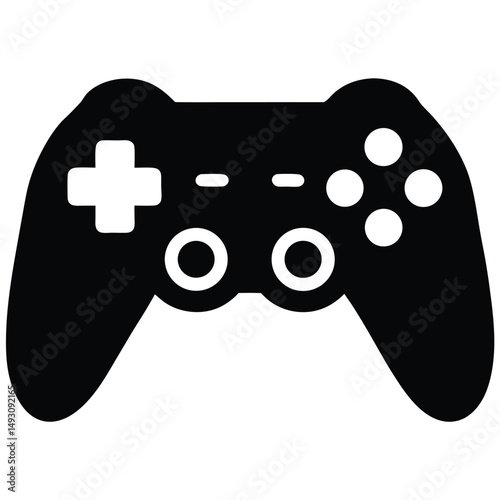 Gaming Controller Icon Black and White Vector Graphic